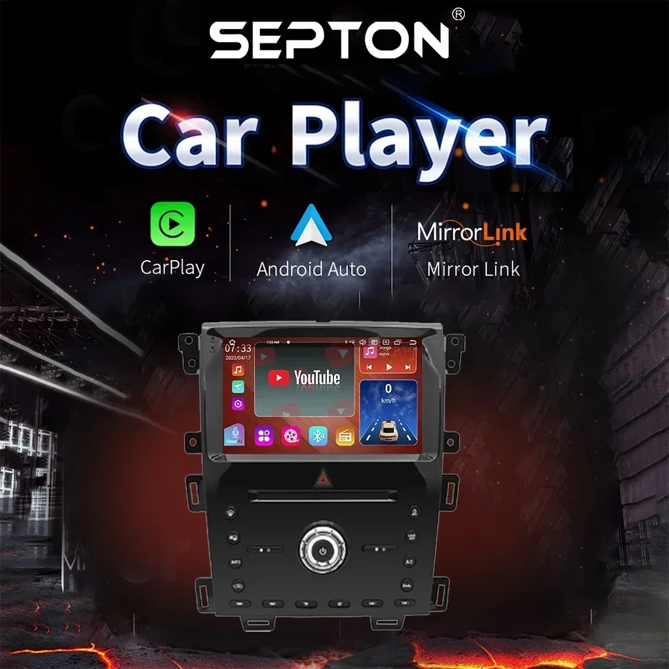 SEPTON Car Radio For Ford Edge 2009-2014 8+128G Wifi Car Multimedia Player GPS CarPlay Stereo 4G Auto Car Radio 8+128G