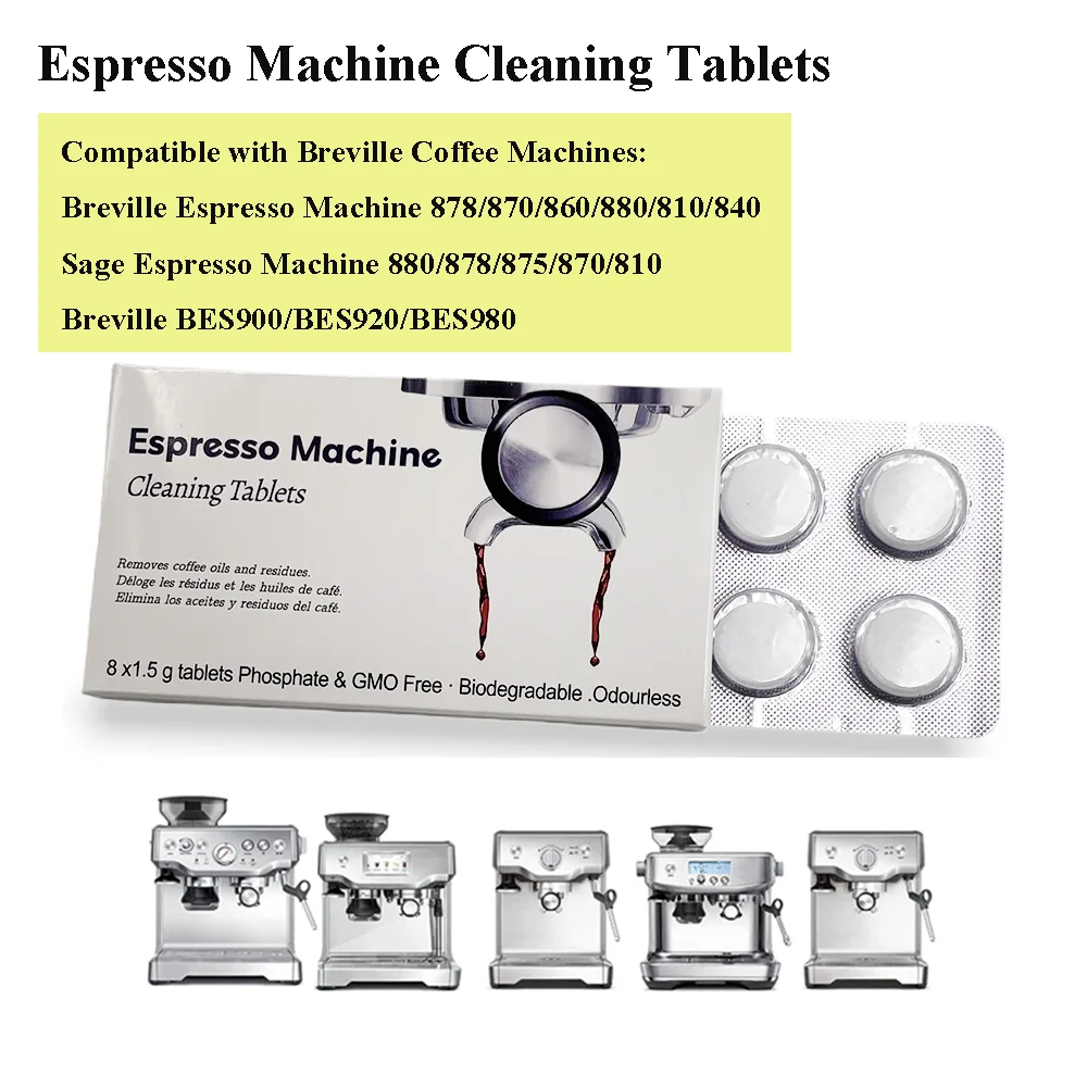 Espresso Machine Cleaning Tablets Coffee Machine Group Head Cleaner Descaling Tablets for Breville 878/870/860/880 Sage Machine