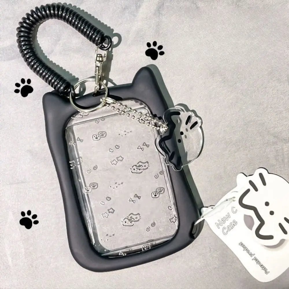 Cute Transparent Photocard Holder Acrylic Cat Ear Kpop Idol Card Holder Portable Kawaii ID Card Protector