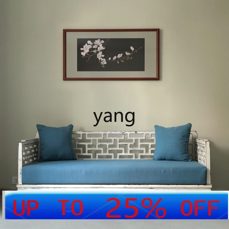 

Lh modern Chinese solid wood sofa coffee table, white old living room sofa combination