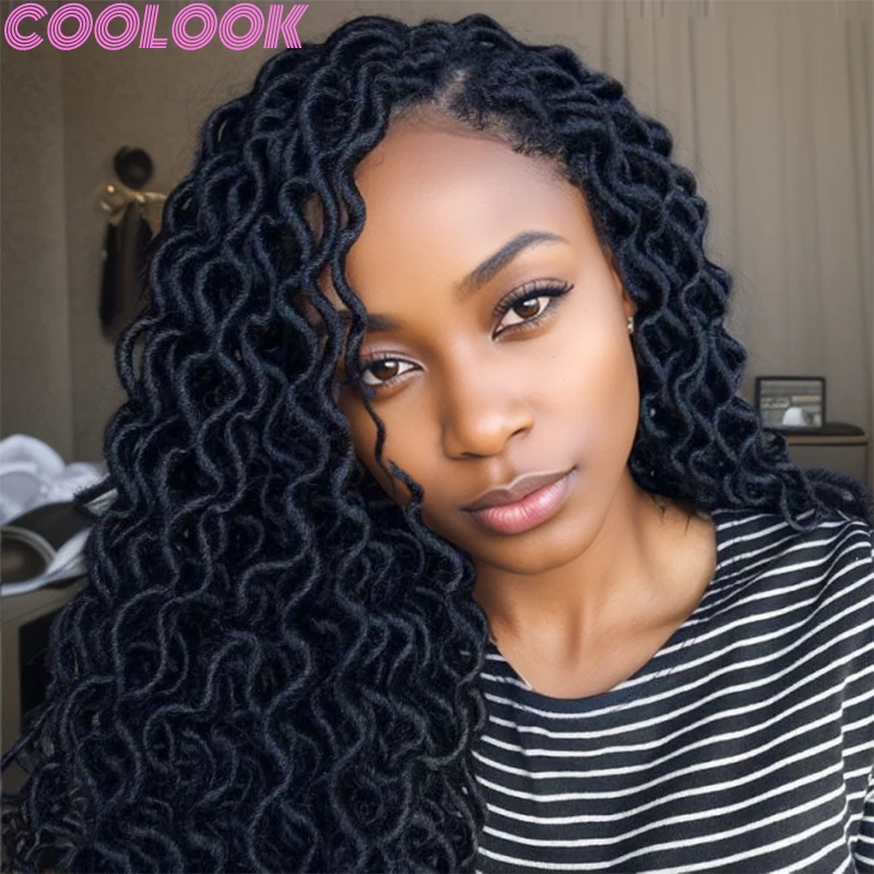 22inch Synthetic Full Lace Twist Braided Wig Deep Wave Handmade Knotless Braid Wig Black Square Part Braid Wig for African Women