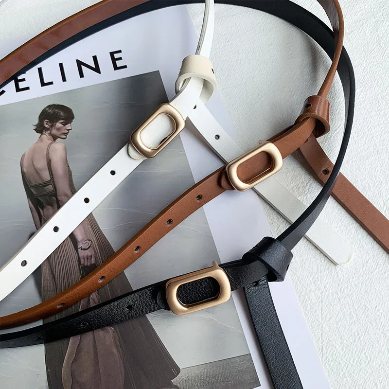 New Non-hole Woman Thin Belt PU Leather Metal Buckle Wrist Strap For Female Dress Shirt Decor Belts Fashion Adjustable Waistband