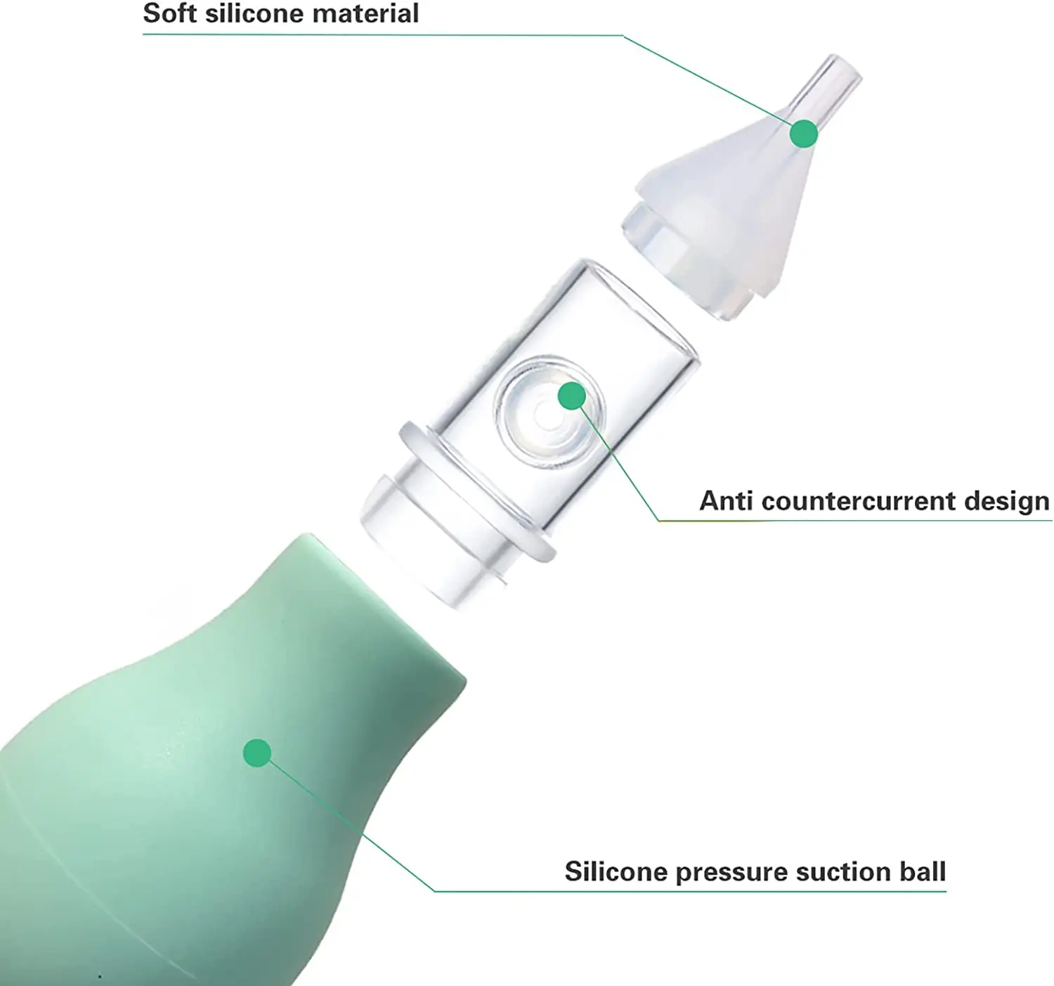 Soft Nasal Aspirator for Baby Anti-back Flow Nose Sucker New Born Vacuum Nose Cleaner Silicone Baby Safety Care Diagnostic-tool