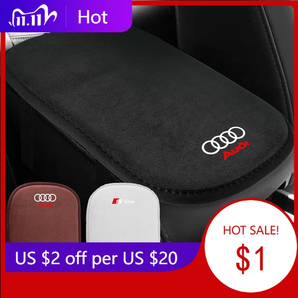 2025 حار سيارة الجلد المدبوغ مسند الذراع حصيرة الذراع بقية صندوق وسادة حماية الديكور وسادة لأودي سلاين A1 A3 8P A4 B5 B6 B7 A5 A6 C5 C6 A7 #3