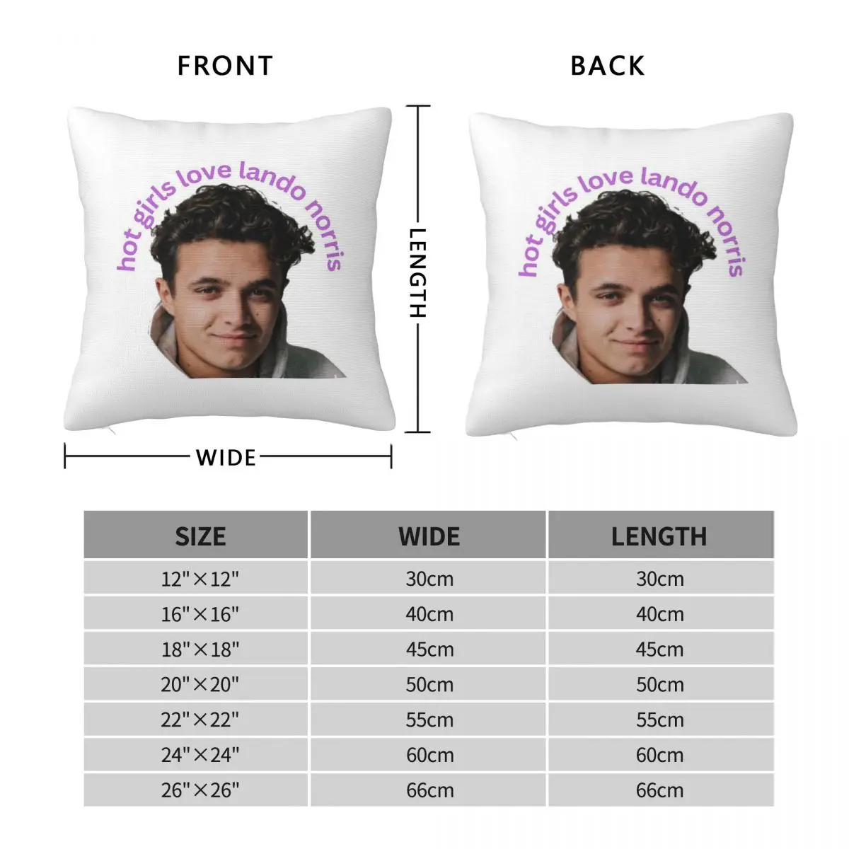 Hot Girls Love Lando Norris F1 Square Pillowcase Polyester Linen Velvet Creative Zip Decor Throw Pillow Bed Cushion Cover 18