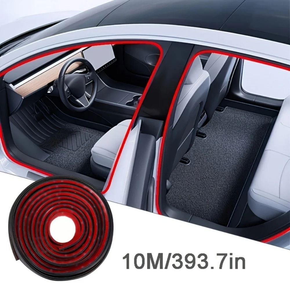 10meters Car Seal Strips Sound Insulation Weather Strips Double Layered Thickened B-type Door Frame Adhesive Decorative Strip
