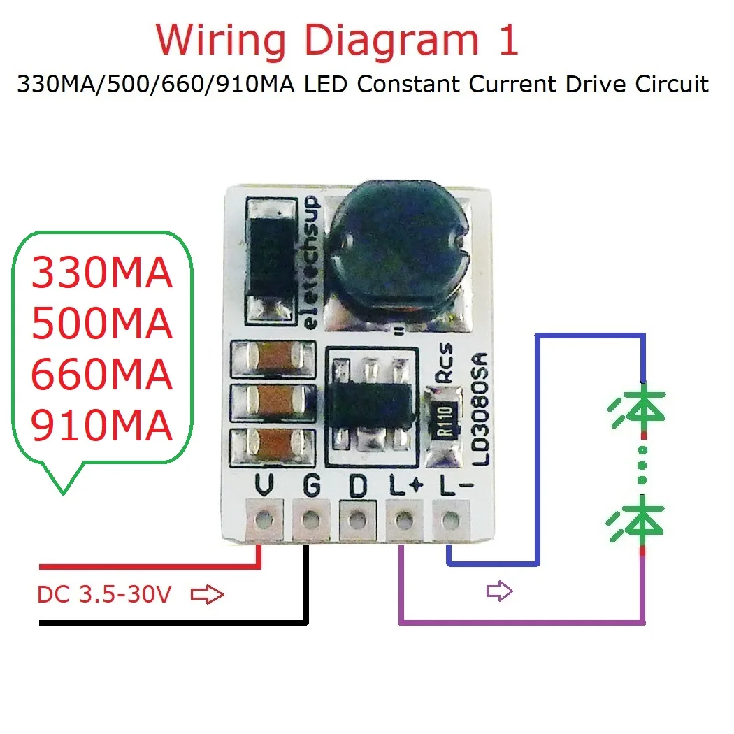 20W DC 3.5-30V 330MA/500MA/660MA/910MA HB LED Driver Module DC-DC Buck Constant Current Converter for Flashlight Headlights