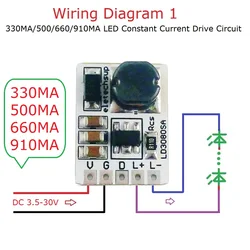 PWM On and Off Control LED Driver Module, corrente constante para lanterna, farol, luz de emergência, 20W, DC, 3.7-30V, 330, 500, 660, 910MA