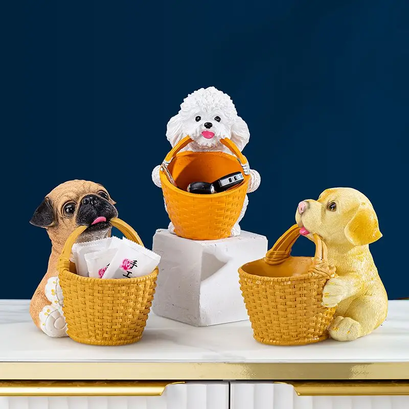 Creative Decorative Key Holder Shoe Cabinet At The Entrance Living Room Cute Pet Pomeranian Dog Candy  Qixi Festival Gift