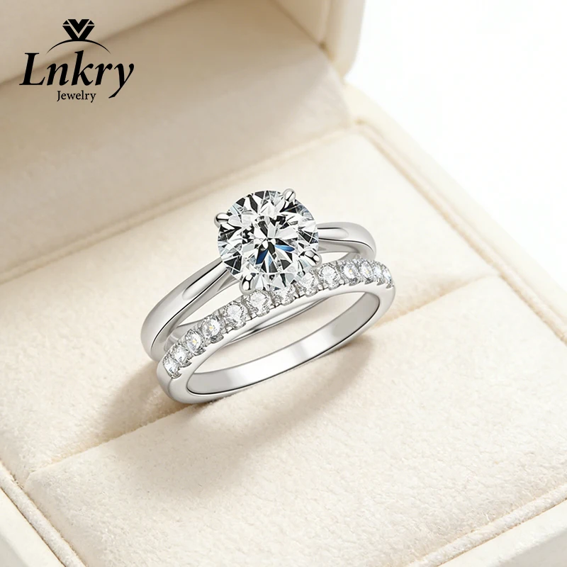 

Комплект обручальных колец Lnkry 2.0CT с муассанитом и сертификатом, позолоченное 14-каратным золотом, с бриллиантами, для женщин, ювелирные изделия