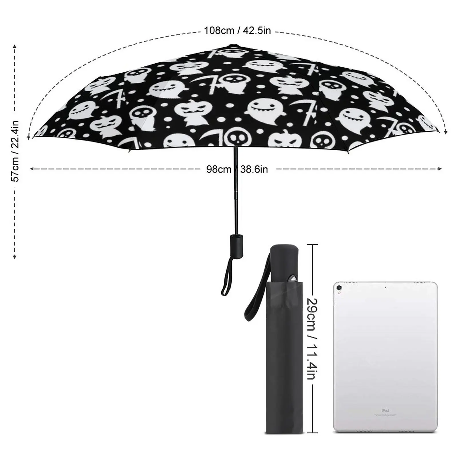 Happy Halloween Umbrella Cute Ghost Elegant Windshield Umbrella Auto Print Folding Terrace Umbrella