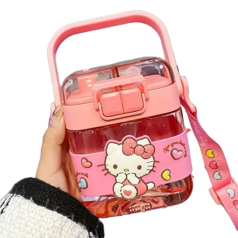 Hello Kitty family Cinnamoroll Kuromi My melody cute cartoon children's water cup large capacity double drinking water bottle