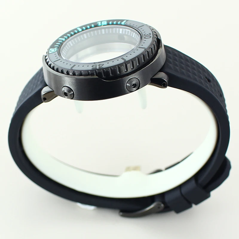 أسود 43.3 مللي متر nh36 ساعة حزام C3 الحافة الياقوت ل NH35 NH36 NH34 4R36 حركة 28.5 مللي متر الطلب ل وزارة الدفاع التونة المعلبة الطفل