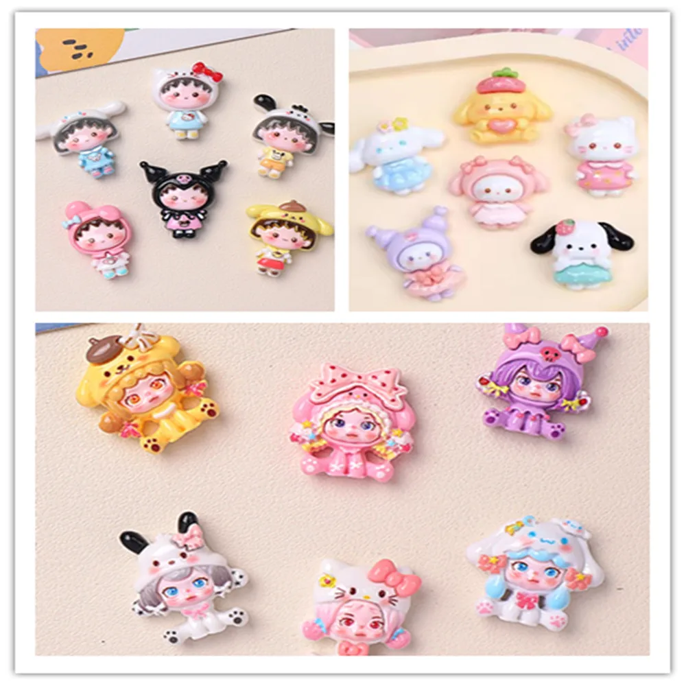 

100pcs Kawaii Cartoon Sanrio Characters Flatback Resin Scrapbook DIY Jewelry Children Gift Hairpin Accessories