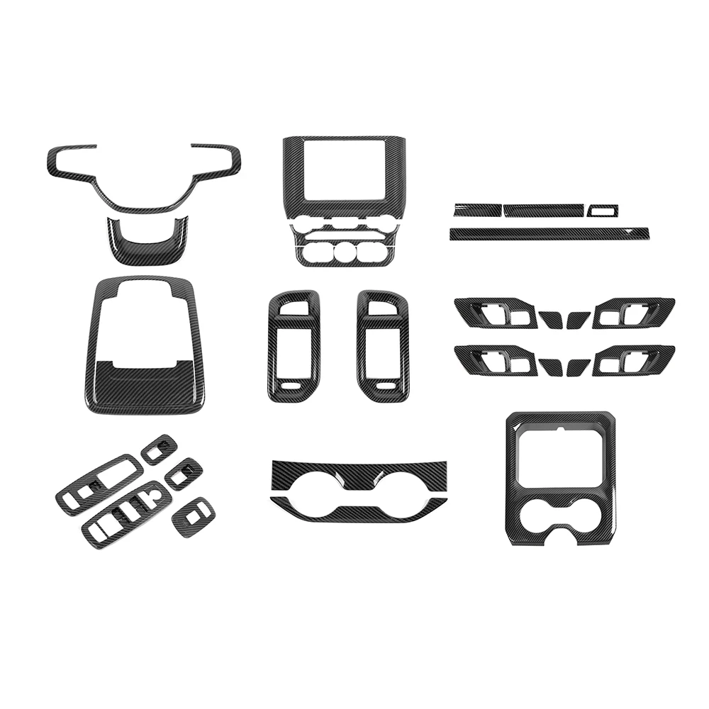 

27Pcs/set Car Steering Wheel Trim Window Lift Cover Door Panel Styling Interior Accessories For Dodge Ram 2018+