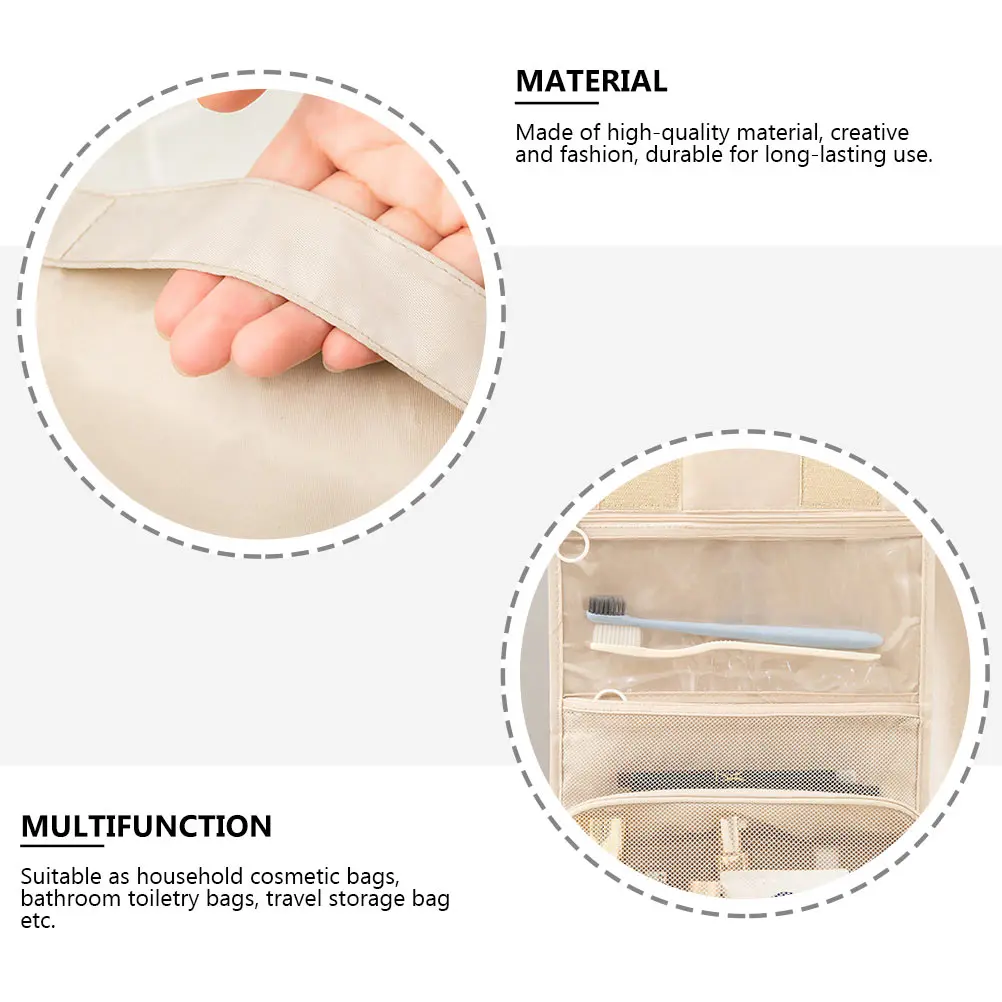 

1pc Travel Bag Folding Makeup Storage Pouch Hanging Wash Bag For Bathroom Toiletry Organizer Mesh Design Zipper Closure