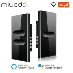 MIUCDA-Tuya WiFi Interruptor Dimmer Inteligente, 1,2 Gang Dimmer, Interruptor de Luz Touch, APP Controle Remoto para Alexa, Google Home