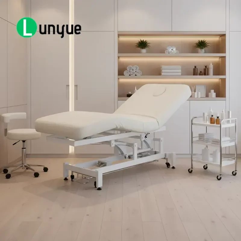 Luxury White 2 Motor Beauty Spa Facial Eyelash Massage Bed Sofa Multifunctional Treatment Furniture for Wellness Center