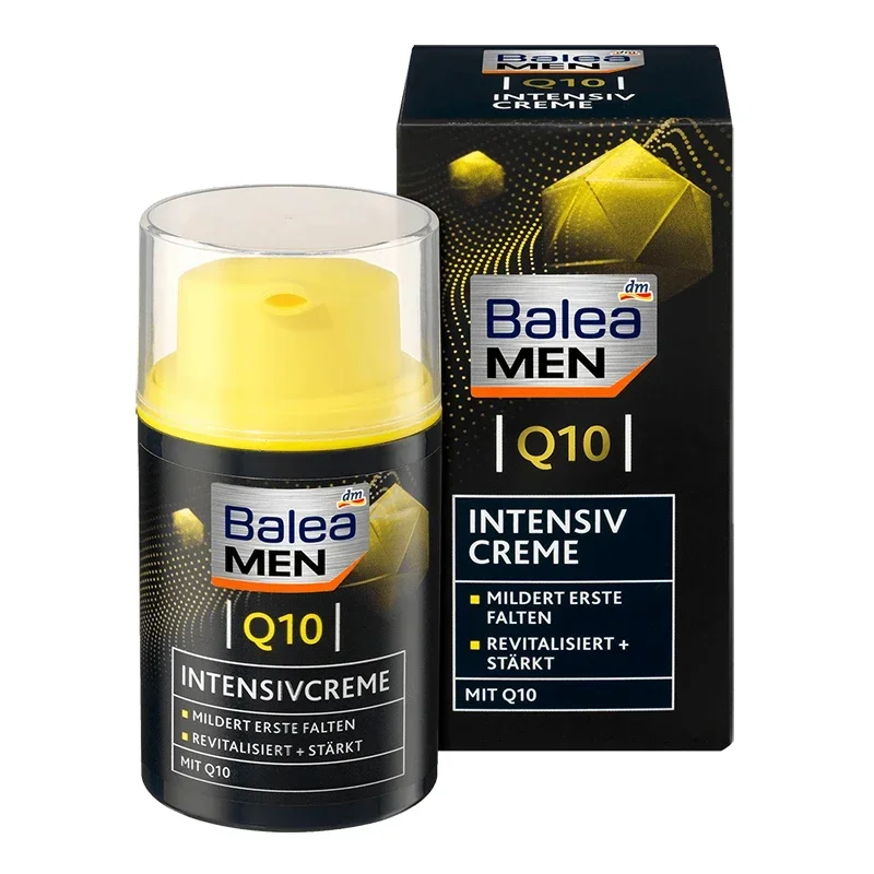 Balea Men Energy Q10 Green Coffee Day Face Cream for Tired Stressed Men's Skin Elasticity Moisture for Fresh Vital Radiance Skin