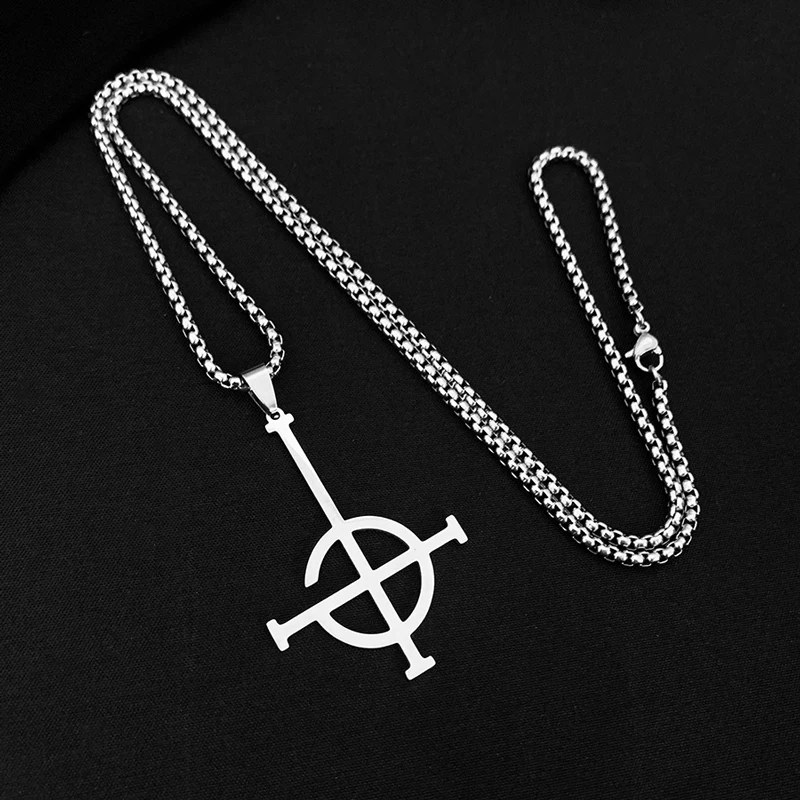 Ghost B.C. Metal Punk Band Bracelet Necklace 3D Cross Pendant Figure Rock Roll Model Rare Collection Toy Gift For Boy Adult