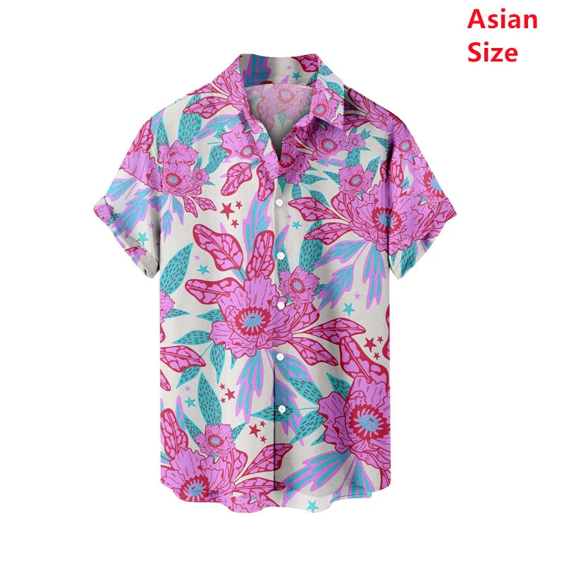 Summer Man Shirt Casual Hawaiian Floral Short Sleeve Shirt Vintage Flower Pattern Beach Harajuku Fashion Luxury Clothing
