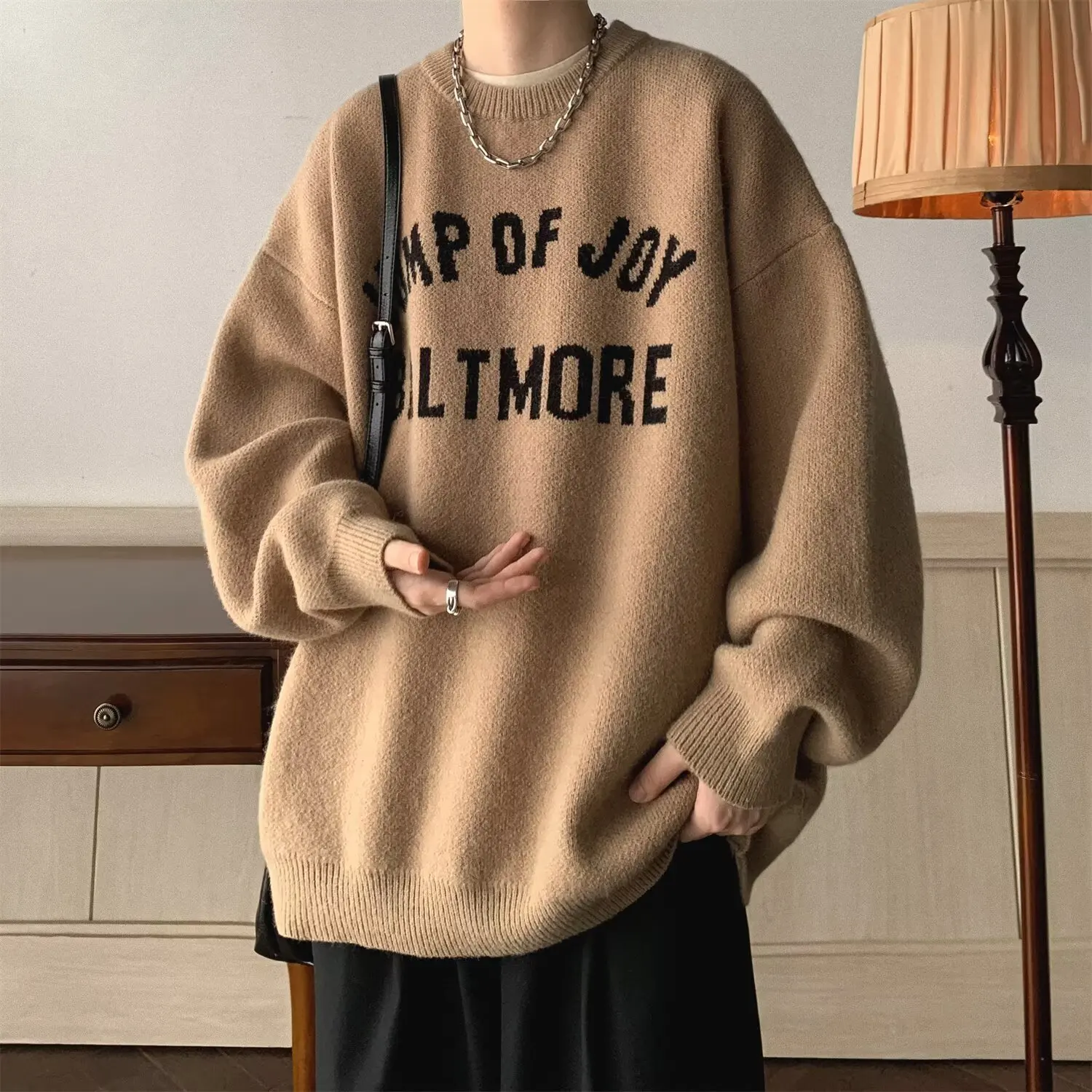 

Trendy Fce-Lined Loose round Ne Sweatirt for Teen Boys Heavyweight Autumn Winter plus Size 250 Pou Youth Faion