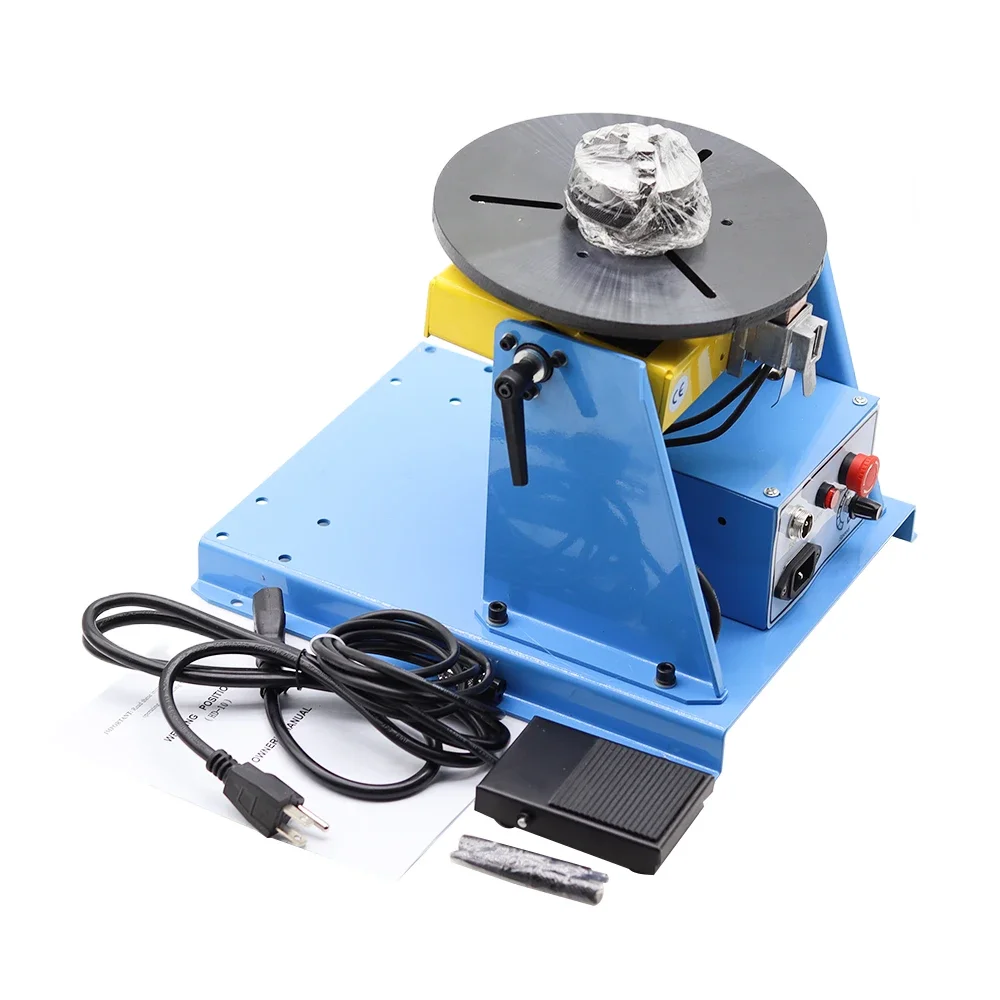 Heavy-Duty 10KG Rotary Welding Positioner Turntable, 0-90° Tilt & 2-20 R/Min Adjustable Speed w/Foot Switch - for Welding, Cutti