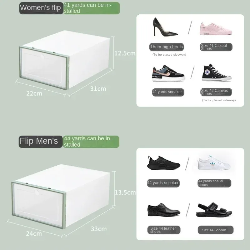 2/4/6 Pcs Thickened Drawer Plastic Shoes Dustproof  Stackable Combined Shoe Box Transparent Shoe Display Box Organizer Storage