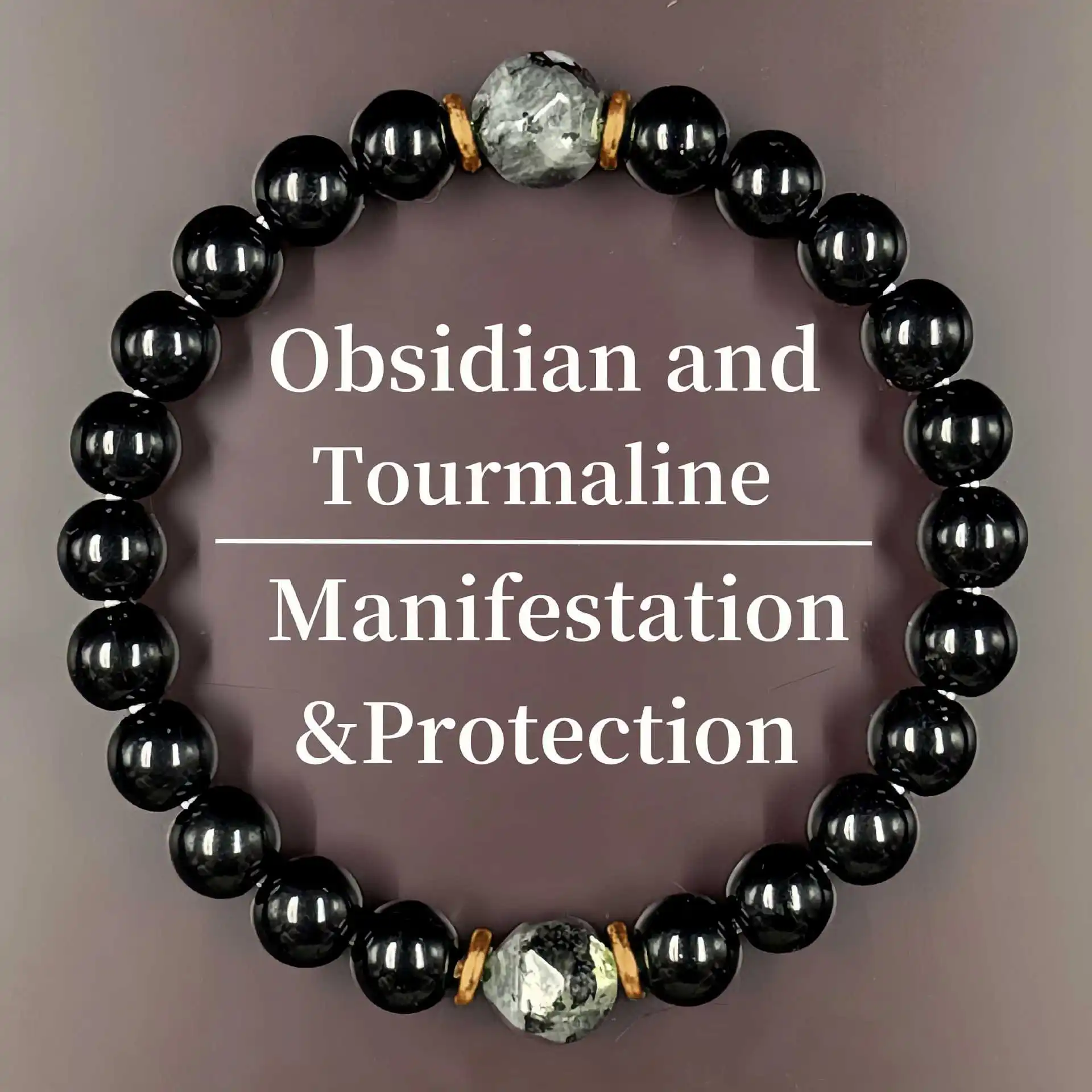 

French schoolteacher gift obsidian bracelet handmade elastic bracelet unisex