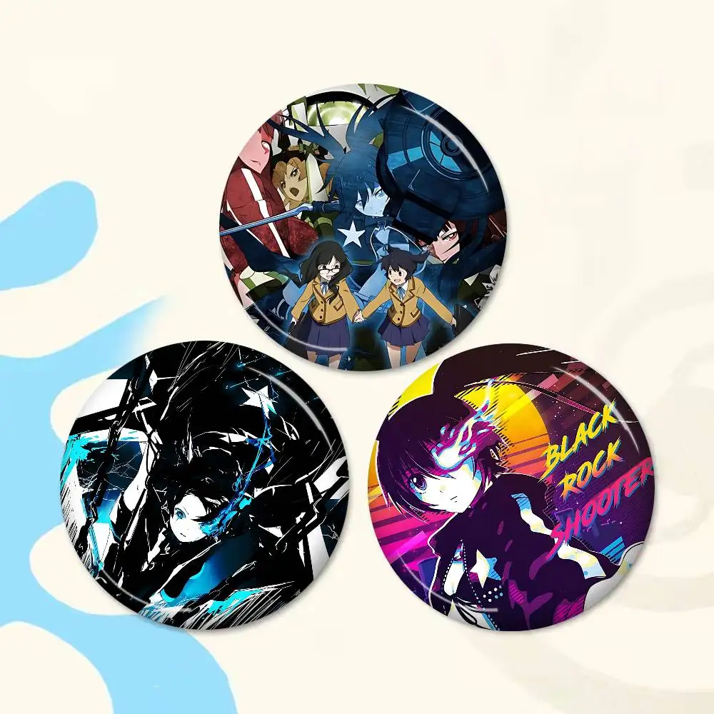 classic anime B-Black Rock S-Shooter game 58mm Animals Funny Brooches Badge Backpack Clothes Gift Accessory