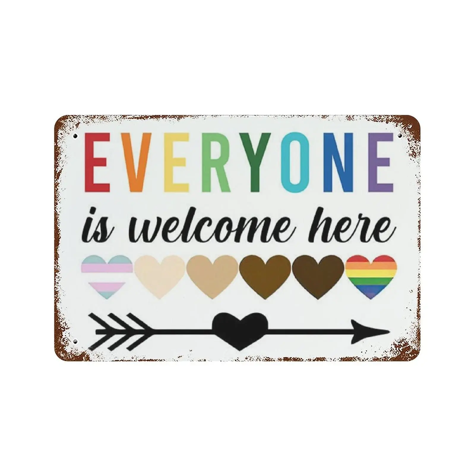 Металлический жестяной знак, в ретро стиле, новый плакат, железная живопись, каждый приветствуется здесь горизонтальный жестяной знак, черный жизни, материя олова Si