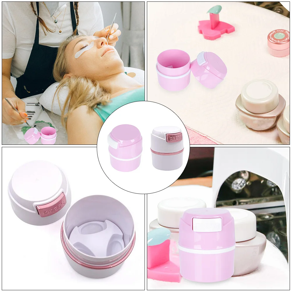 2 個まつげ接着剤収納ボックス大容量除湿プレストップデザインまつげエクステンション接着剤オーガナイザージャーコンテナ