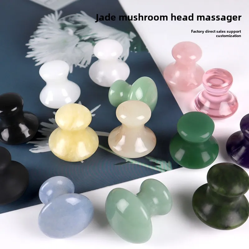 

Natural quartz stone powder crystal massage stone mushroom head Dongling jade facial scraping massage ball