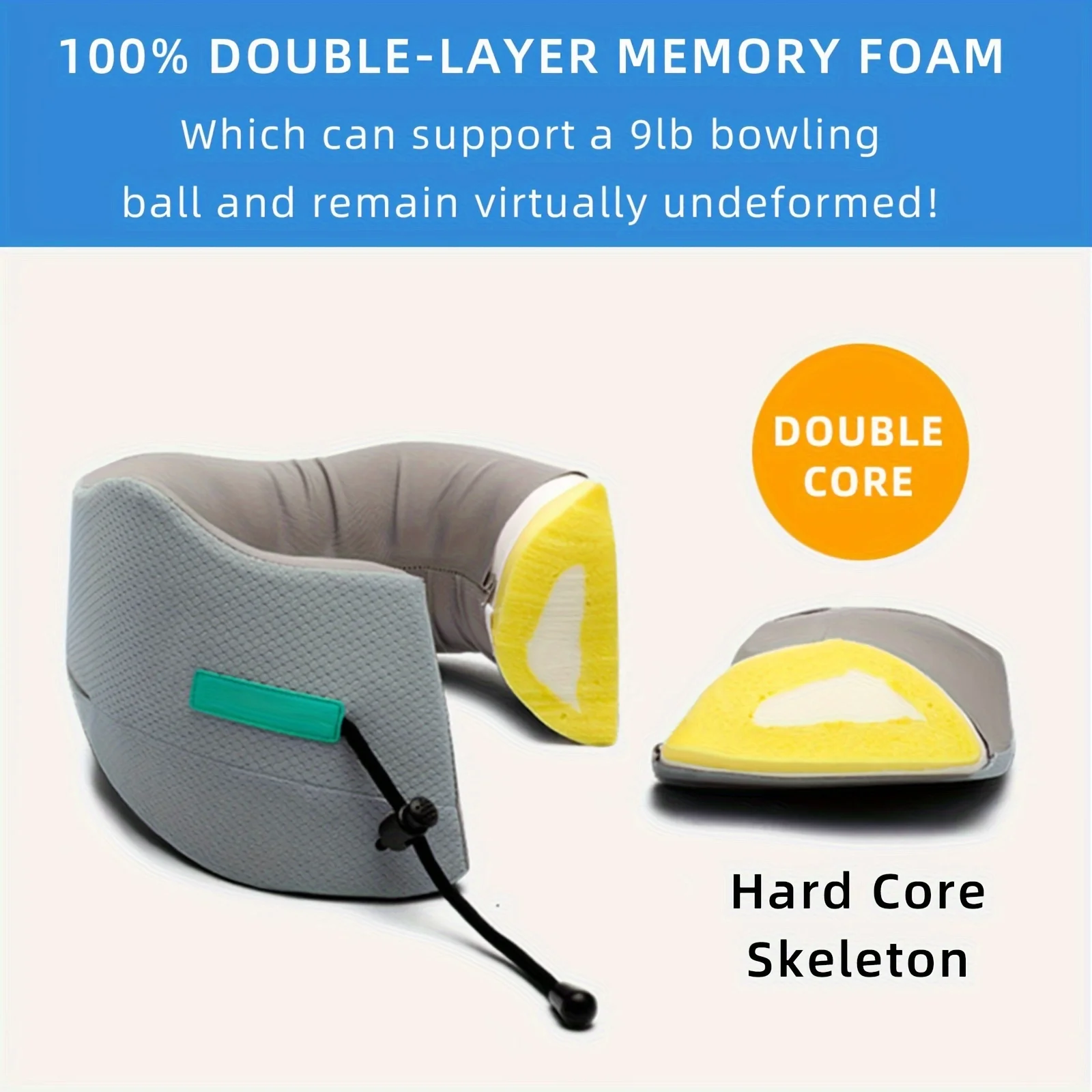 1pc ユニークな人間工学に基づいたデザインの旅行用枕首あごヘッドサポート最高の低反発ネックピロー、睡眠休息枕、-Degr