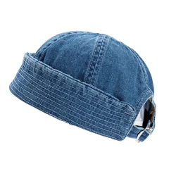 Vintage Beanie Hat Jeans Sailor Hat Docker Hat Brimless Hat Adjustable Hip-Hop Skullcap Hat All-match for Female Male