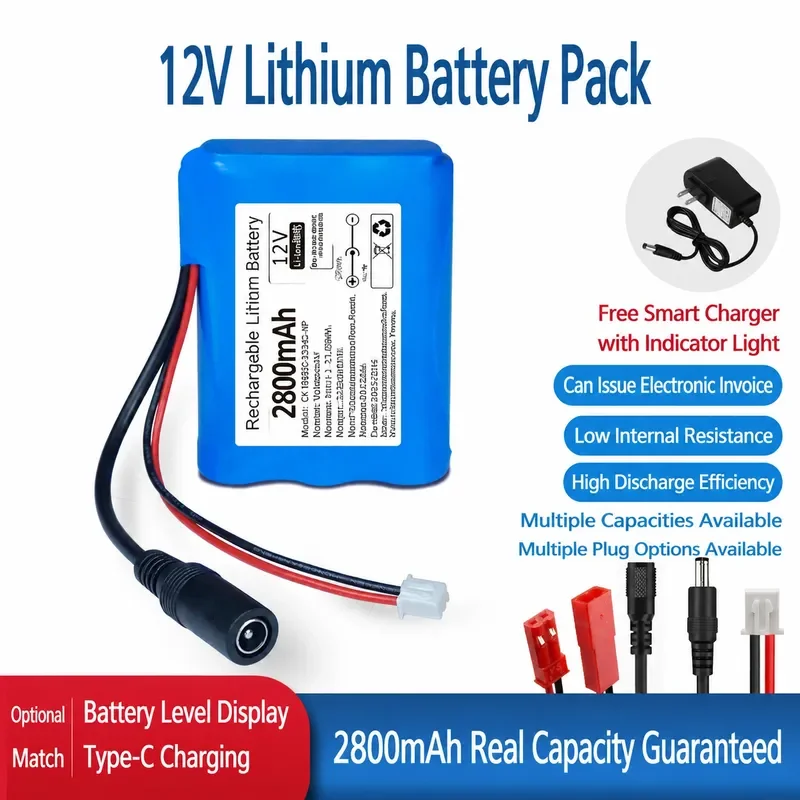 12V Smart Car Lithium Battery Large Capacity LED Light for Router Cat Bar Light 18650 Rechargeable Battery Pack