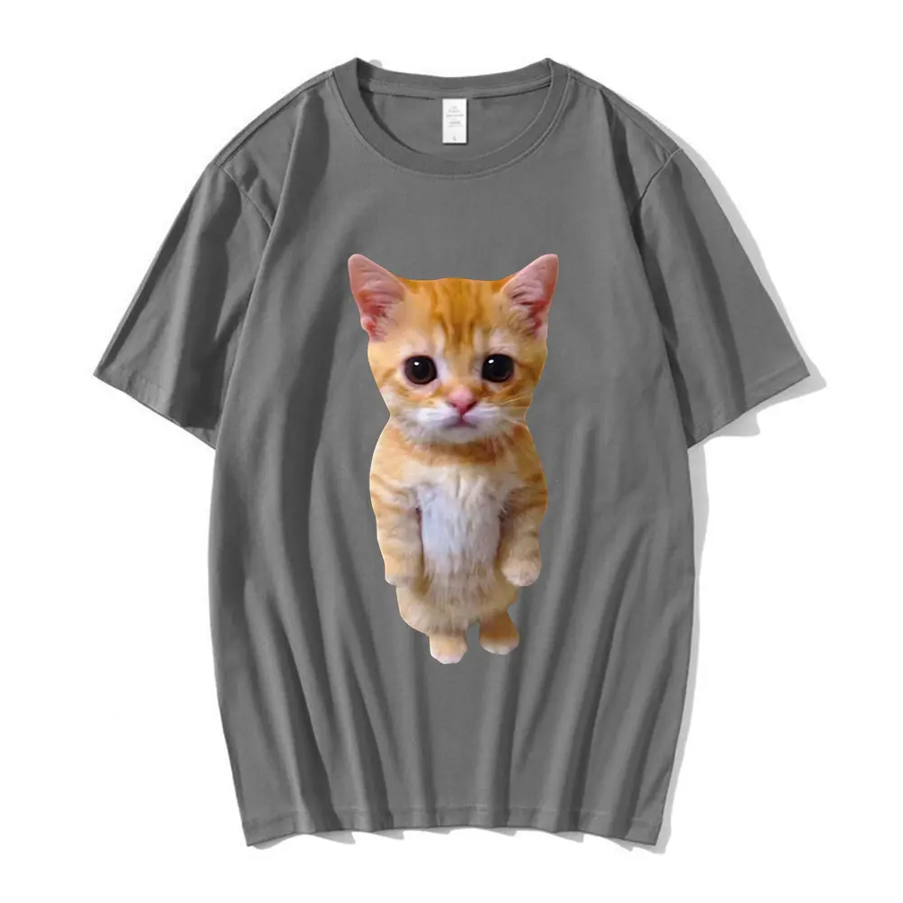 El Gato Meme Sad Crying Cat Munchkin Kitty Meme Trendy Graphic T-shirt Unisex Fashion Short Sleeve T-shirts Oversized Streetwear