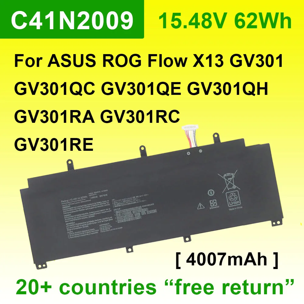 C41N2009 Battery For ASUS ROG Flow X13 GV301 GV301QC GV301QE GV301QH GV301RA GV301RC GV301RE PV301 PV301QH Laptop 4ICP5/64/75