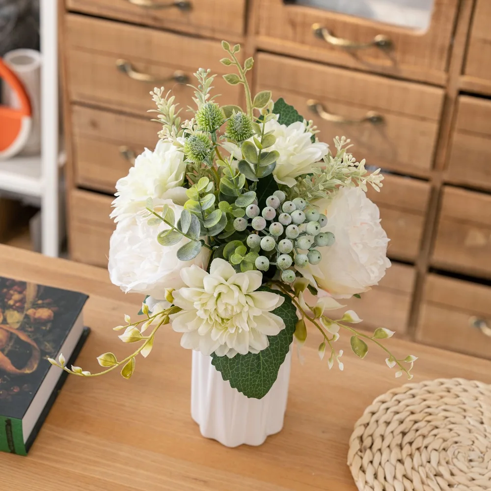 

4 Bundles Peonies Artificial Flower Heads Small Bud Bride Decorations Bouquet Peony Artificial Flower Wedding Home Decoration