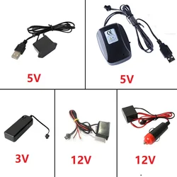 USB Cigarette Lighter Drive Controller, EL Linha, LED Strip Light, fio EL Brilho, Neon Decoração flexível, DC 12V, 1-5m