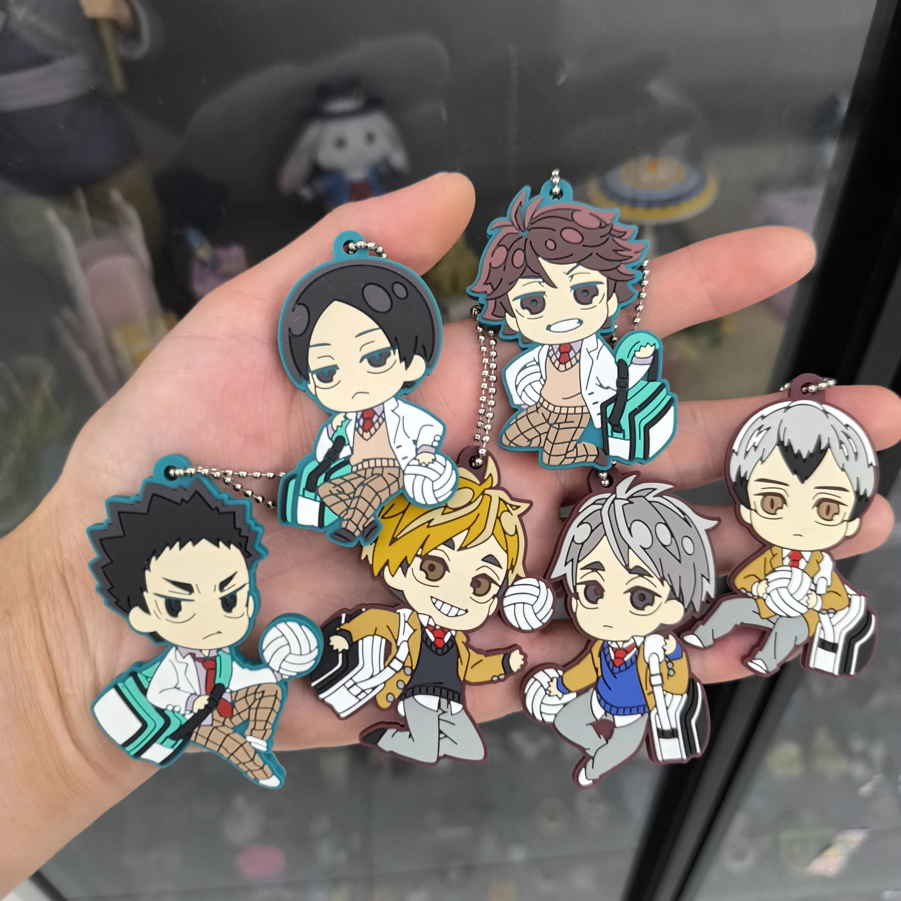 Haikyuu Cute Bean Eyes Hinata Keychain Anime Figure Pendant Key Ring Cartoon Bag Hanging Ornament Game Peripheral Toy Gift