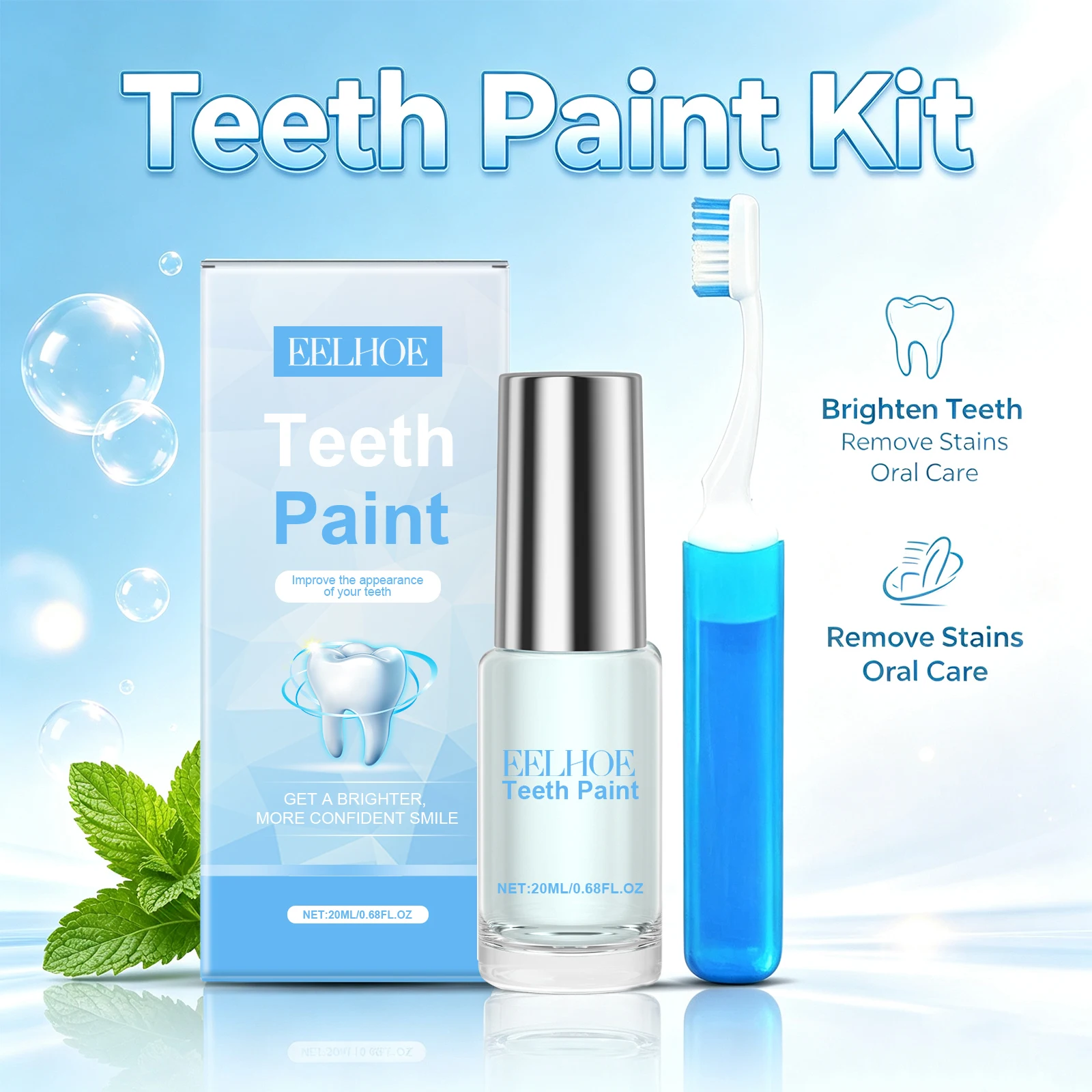 Teeth Whitening Paint Kit for Yellow Stain Removal Tooth Pigments Improve Teeth Appearance Teeth Brightening Oral Care Set
