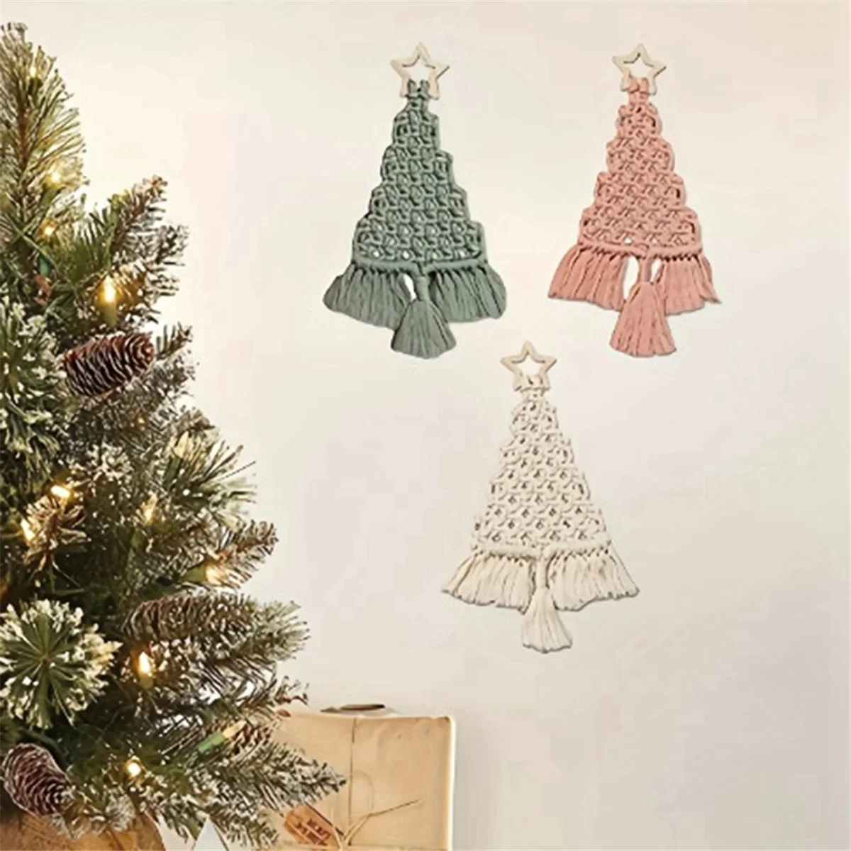 Macrame Woven Christmas Tree DIY Kit Christmas Craft Gift Kit Very Suitable for Family Friends Perfect Holiday Gifts