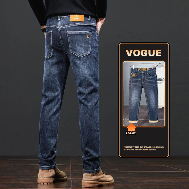 

Мужские модные осенне-зимние облегающие прямые джинсы, мужские повседневные молодежные винтажные джинсовые брюки с вышивкой, синие брюки