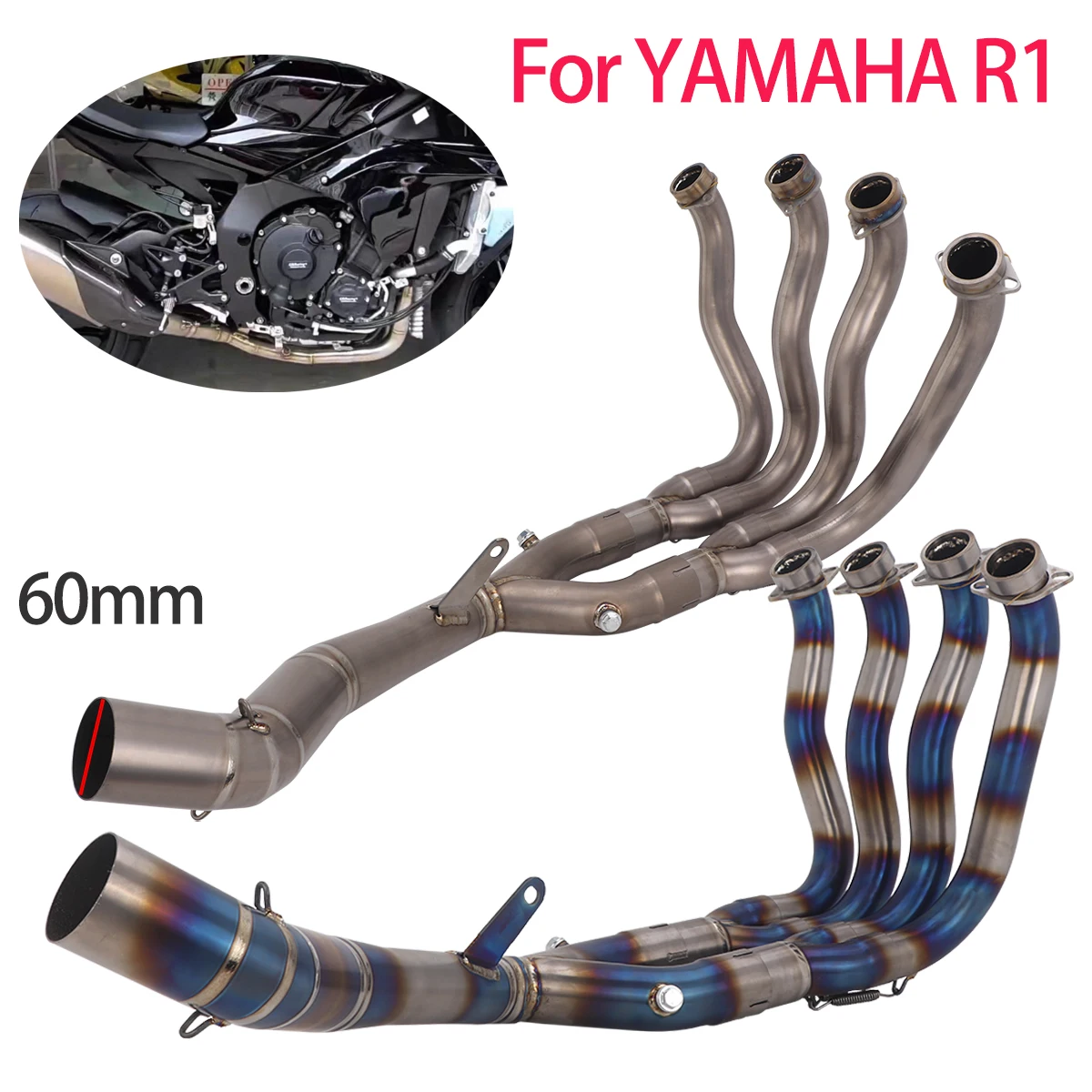 Exhaust Escape System Front Link Pipe For YZF-R1 R1M R1S MT10 2015-2025 Modified Moto Muffler Header Link Pipe MT-10 Exhaust