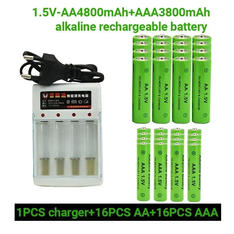 100% Originele 1.5 V Aa4800mah + Aa3800 Mah Oplaadbare Alkaline Batterij Ni-Mh 1.5 V Batterij Voor Klokken Muizen Computers Speelgoed Ga Zo Maar Door