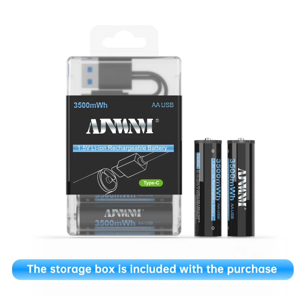 Batteria al litio USB AA Batteria ricaricabile agli ioni di litio AA 2A da 1,5 V 3500 MWH per lettore MP3 Termometro lettore mp3