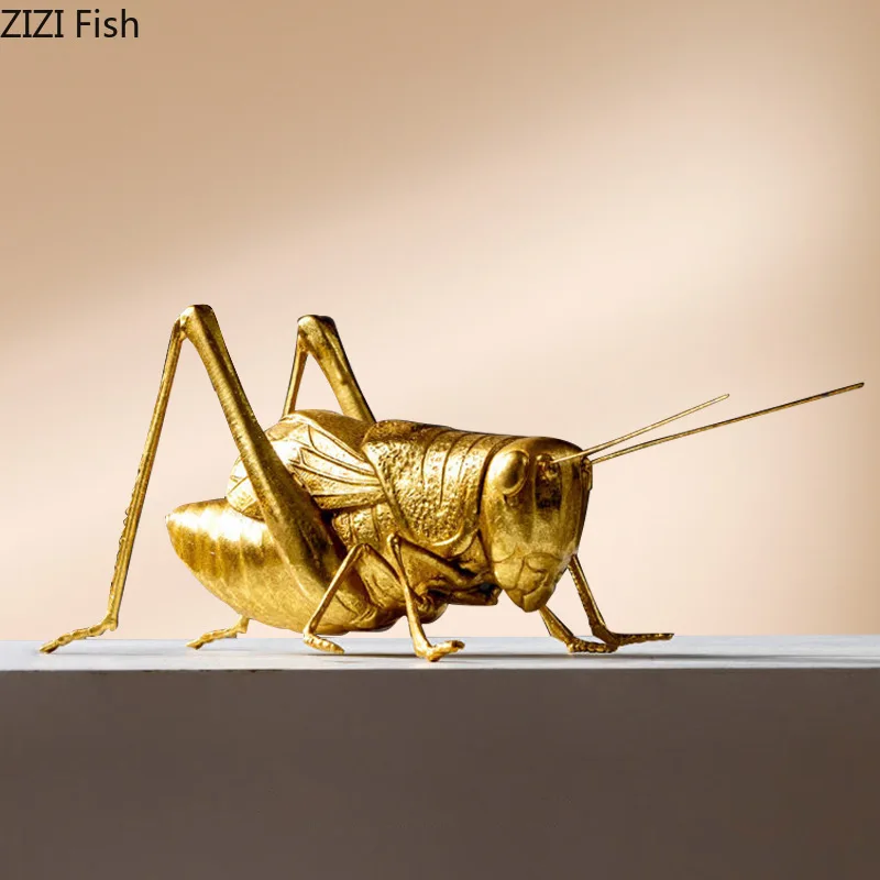 Imagem -05 - Ouro Resina Inseto Ornamentos Mantis Cricket Abelha Escultura Sala Estátua Acessórios para Casa Decoração Artesanato Miniaturas