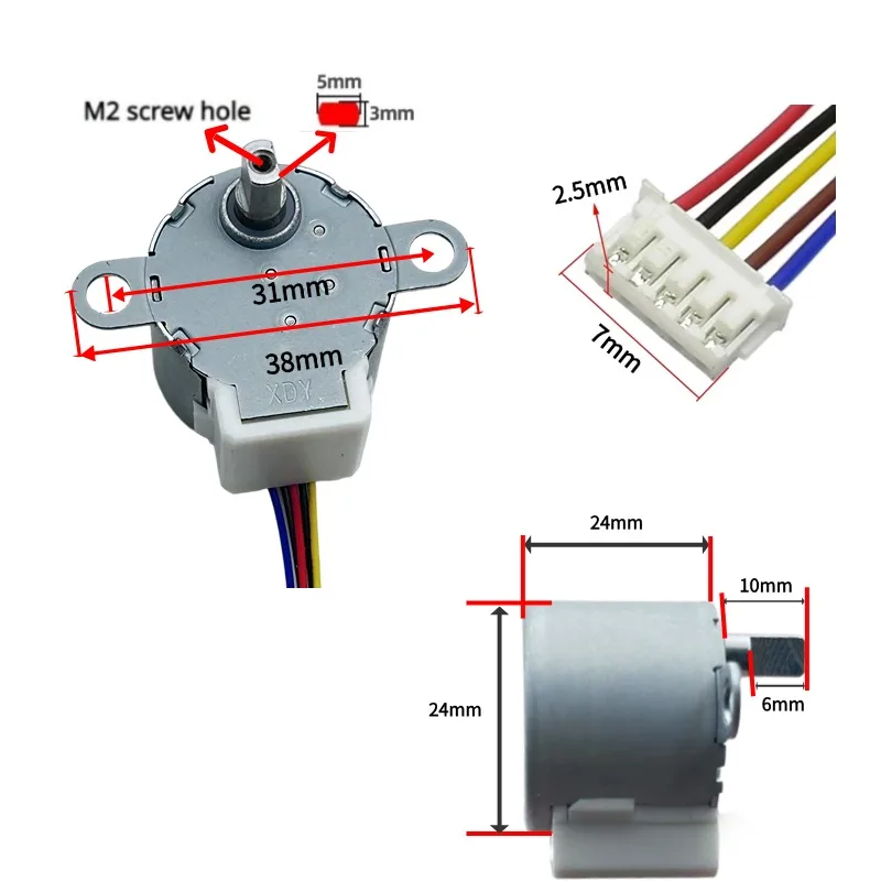 2pcs24BYJ48 DC 5V 12V 1:64 Security Monitoring for Stepper Motors for Security Surveillance Cameras