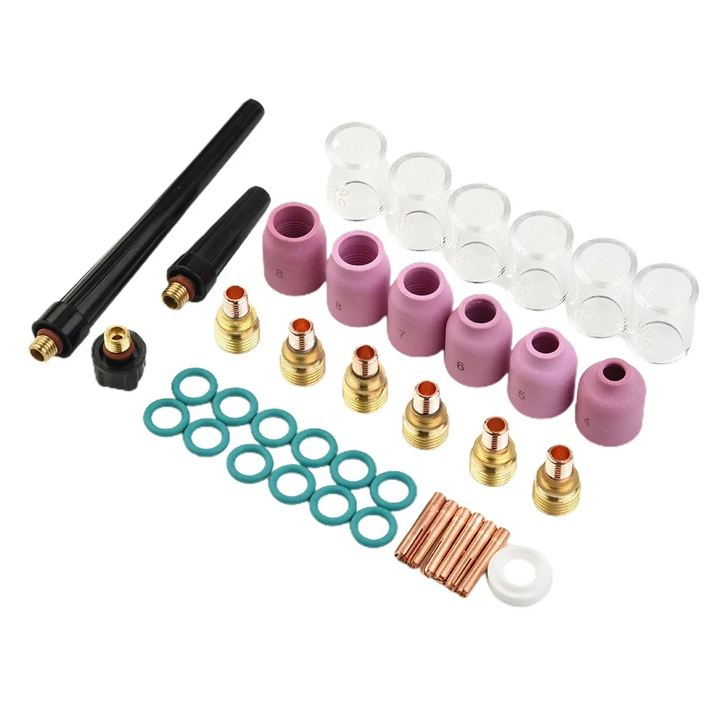 TIG Welding Torch Accessory Bundle Of 40pcs Including Essential Components Like Glass Cups And Gas Lenses For WP92025